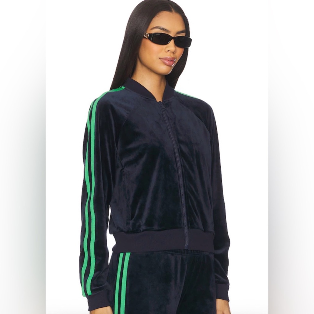 Splits59 - Heritage Velour Bomber Jacket in Indigo & Grass - Dark Blue